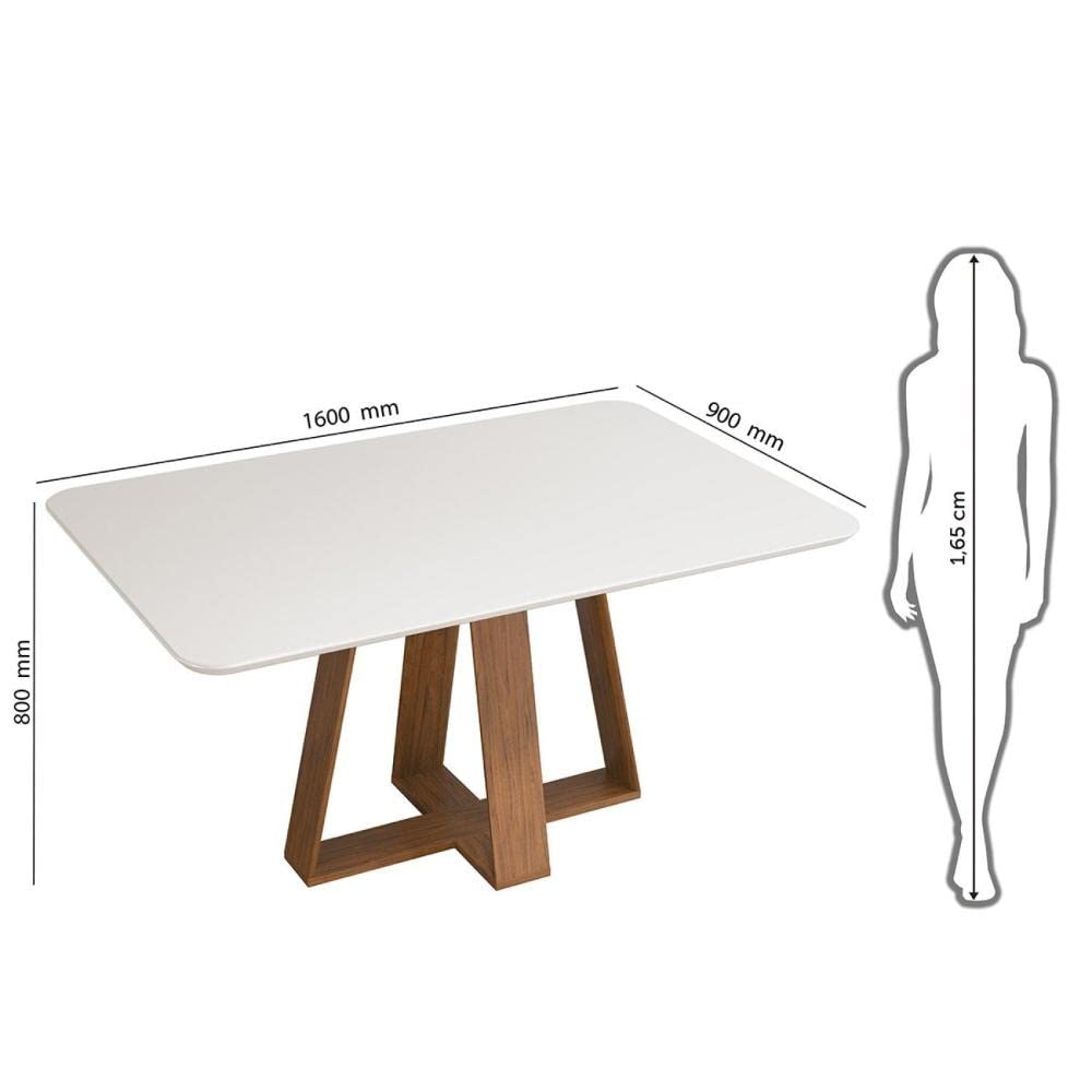 Conjunto Sala de Jantar Mesa Kiara 160x90cm Tampo Vidro/MDF com 6